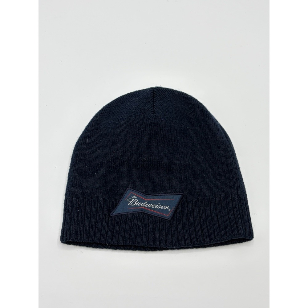 Y2k 2005 Vintage Budweiser Beanie Hat Embroidered Blue Knit Cap
